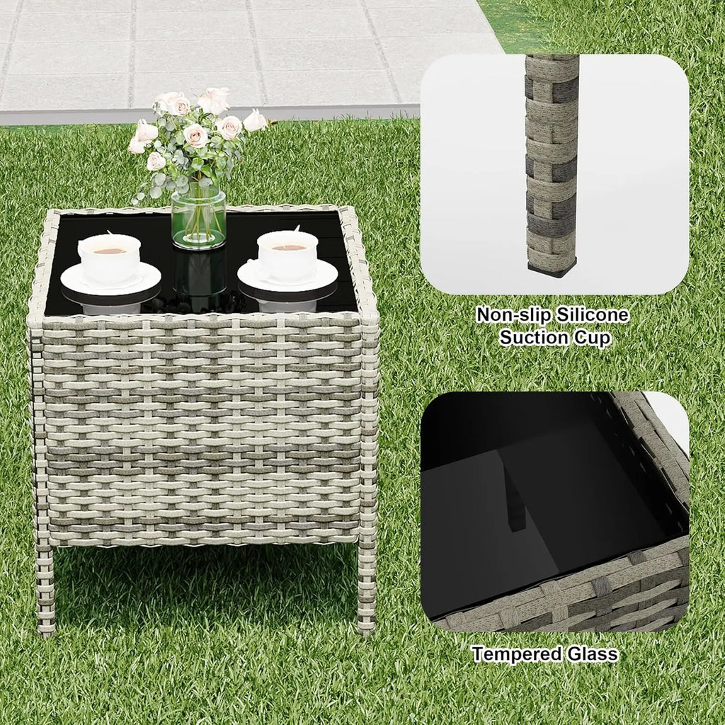 3-Piece Terrace and garden Bistro Set PE Rattan 2 Chairs coffee table Set Small Seating Set with Pillows for Balcony, Terrace and garden