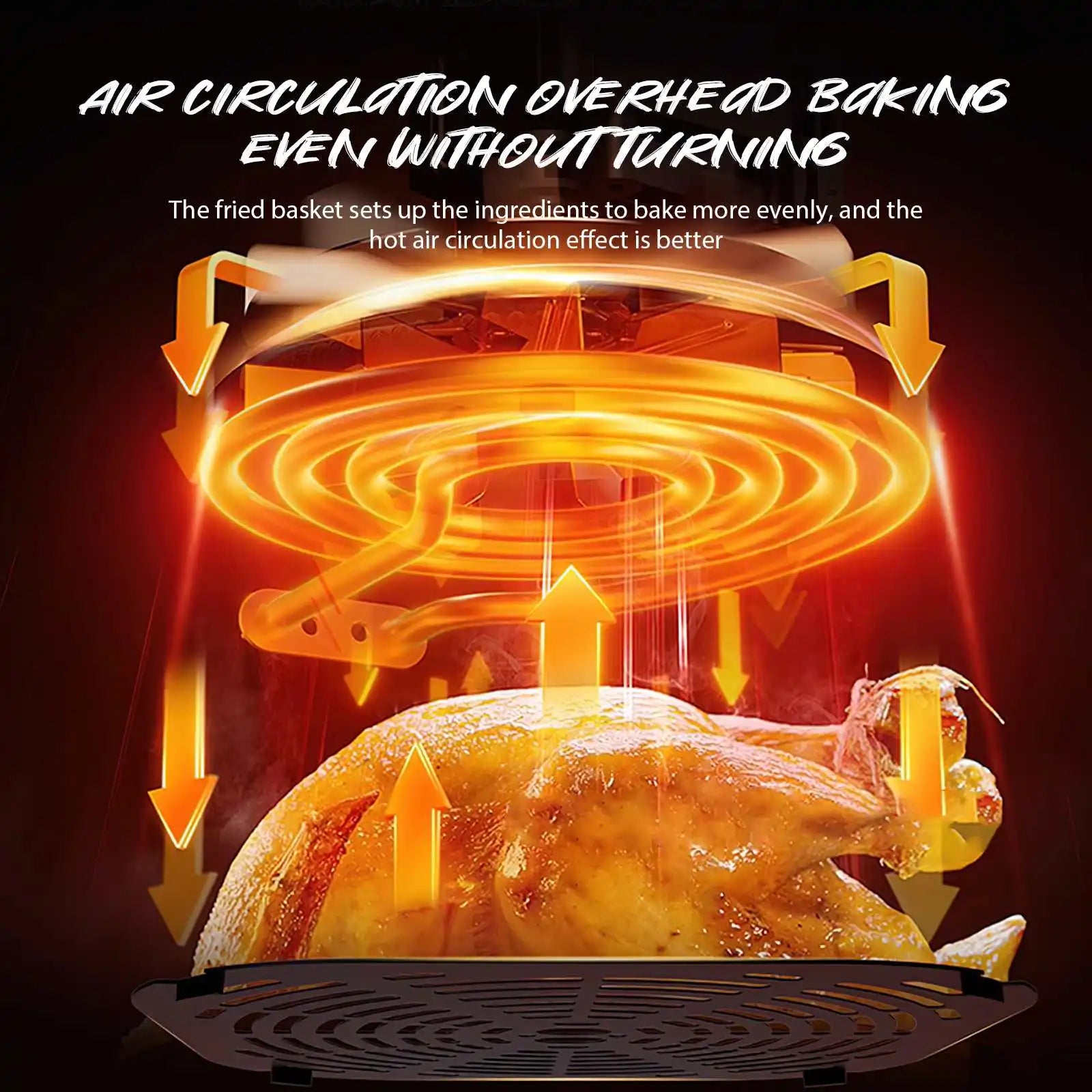 2800W 8L Large Capacity Air Fryer Toaster Oven LED Touch Screen Large Visual Window Accessories Included High Hot Air Circulation