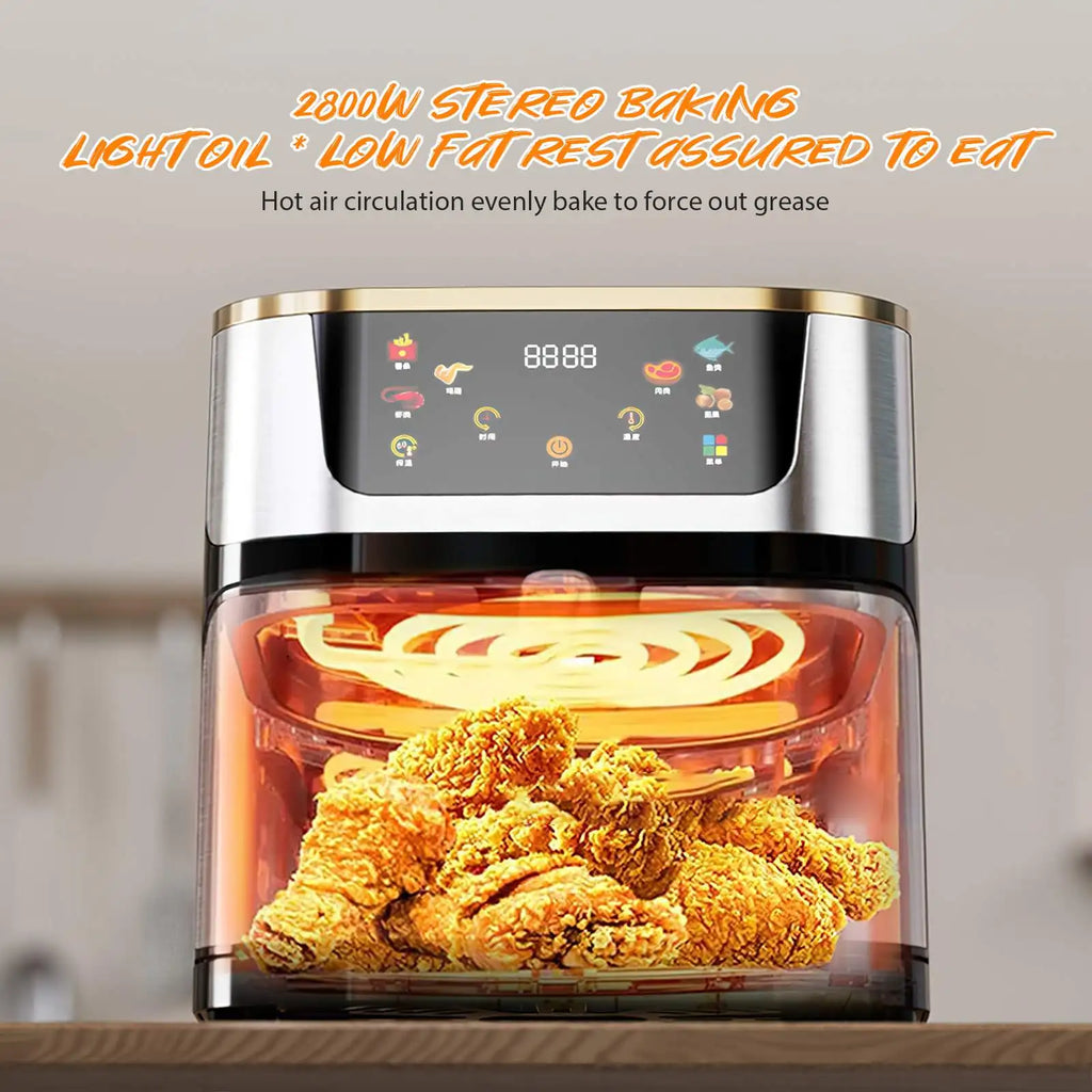 2800W 8L Large Capacity Air Fryer Toaster Oven LED Touch Screen Large Visual Window Accessories Included High Hot Air Circulation