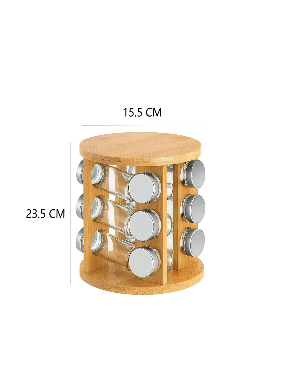 A Kitchen Bamboo Wood Bottom Multifunctional Spice Rack New Home Rotating Spice Rack Multi-Grid Round Square Bamboo Spice Rack