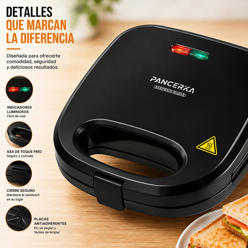 750W Electric Sandwich Maker for Sandwiches, Panini Toaster with 2 Non-Stick Plates, Breakfast Machine, Quick and Easy Cooking