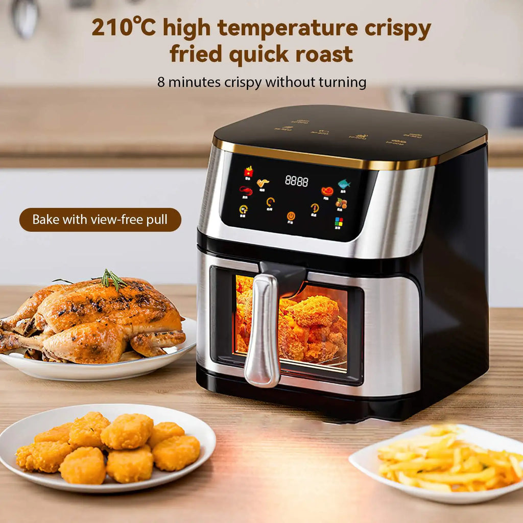 2800W 8L Large Capacity Air Fryer Toaster Oven LED Touch Screen Large Visual Window Accessories Included High Hot Air Circulation