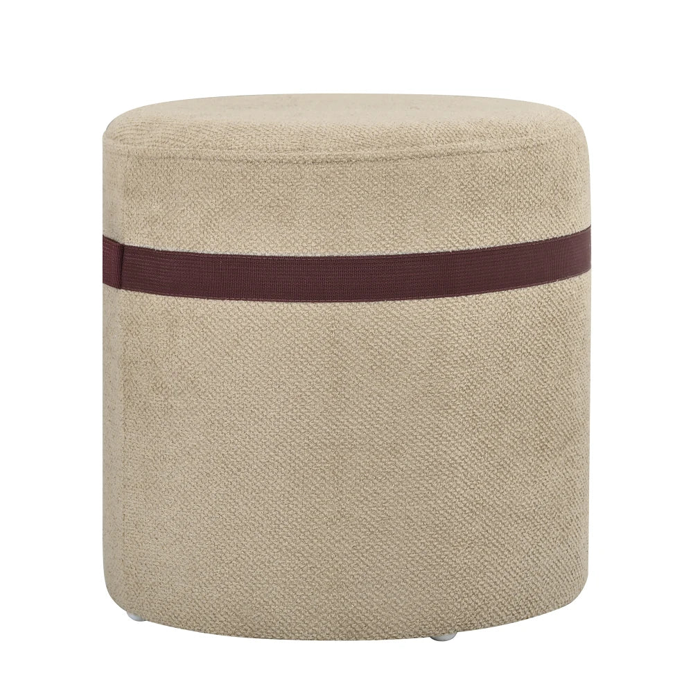 Coffee Table Set with 2 Stools, Oval Coffee Table, Upholstered Stools, Sofa Table, Modern Style, Rounded Edges, Mdf, Walnut Color