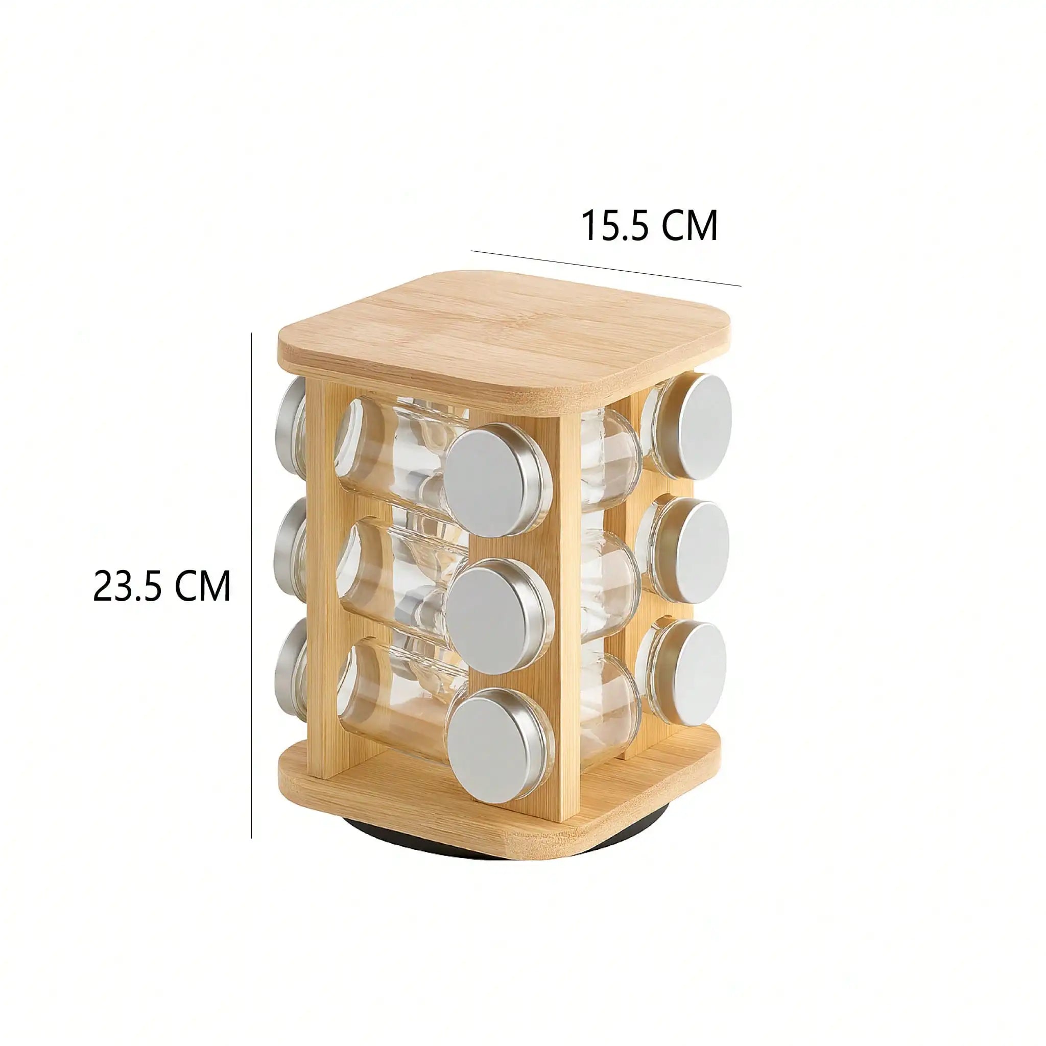 A Kitchen Bamboo Wood Bottom Multifunctional Spice Rack New Home Rotating Spice Rack Multi-Grid Round Square Bamboo Spice Rack
