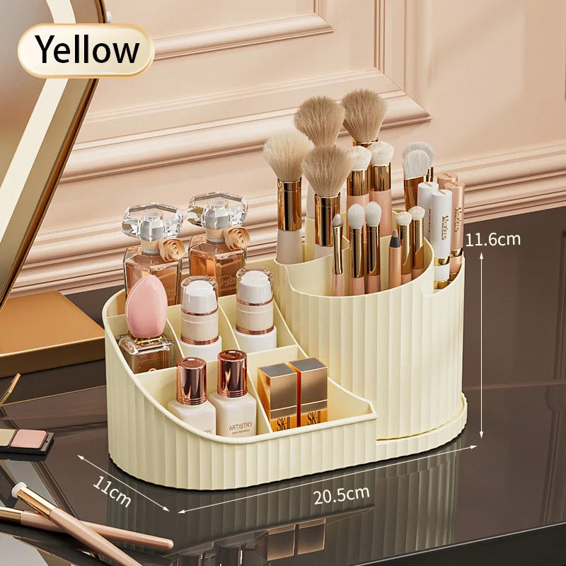 360° Rotatable Cosmetic Organizer Lipstick, Makeup Brush Organizer, Desktop Cosmetic Display Cabinet Suitable for Living Room,