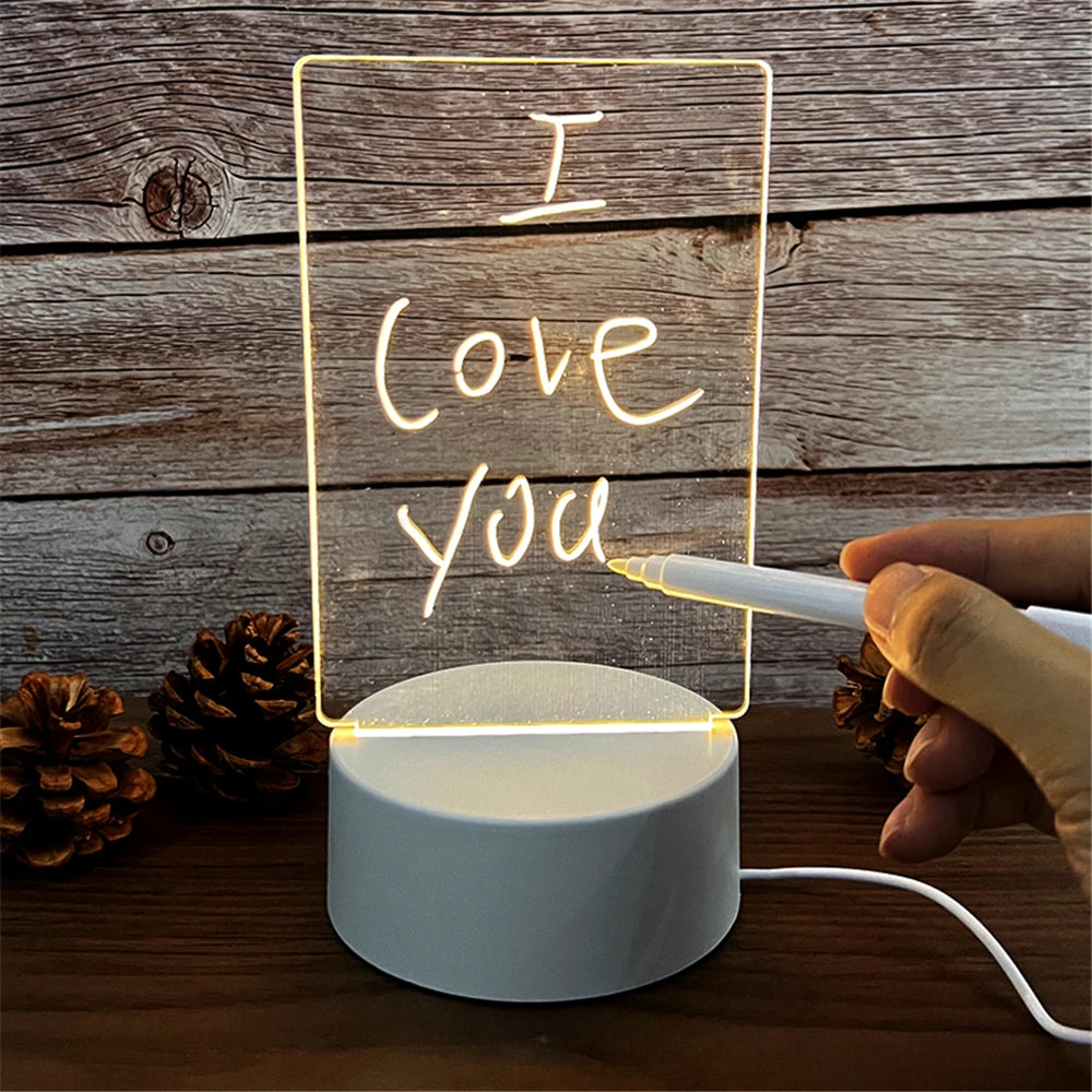 Luz de Presença LED USB com Quadro Apagável | Calendário e Mensagens | Decoração Mesa