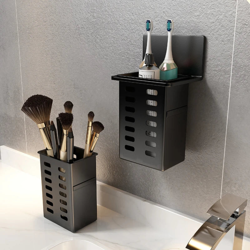 1Pc Holder Wall-mounted Storage Box for Bathroom Toiletries Kitchen Office, Hanging Bracket