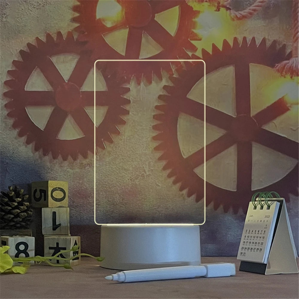 Luz de Presença LED USB com Quadro Apagável | Calendário e Mensagens | Decoração Mesa