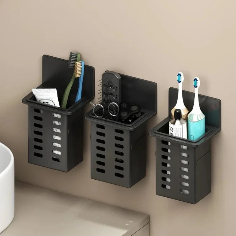 1Pc Holder Wall-mounted Storage Box for Bathroom Toiletries Kitchen Office, Hanging Bracket