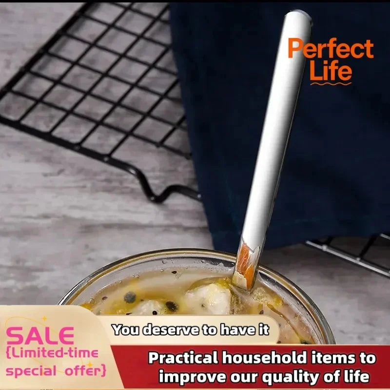 5Pcs  Coffee Spoons Stainless Steel SpoonsStainless Steel Spoons for Ice Cream, Long Handle Stirring Spoons, Kitchen Utensils