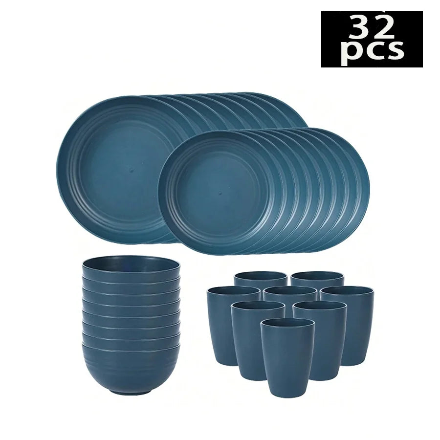 The 16-piece set /32-piece set includes cups, plates and bowls that can be washed in the dishwasher, as well as home sets.