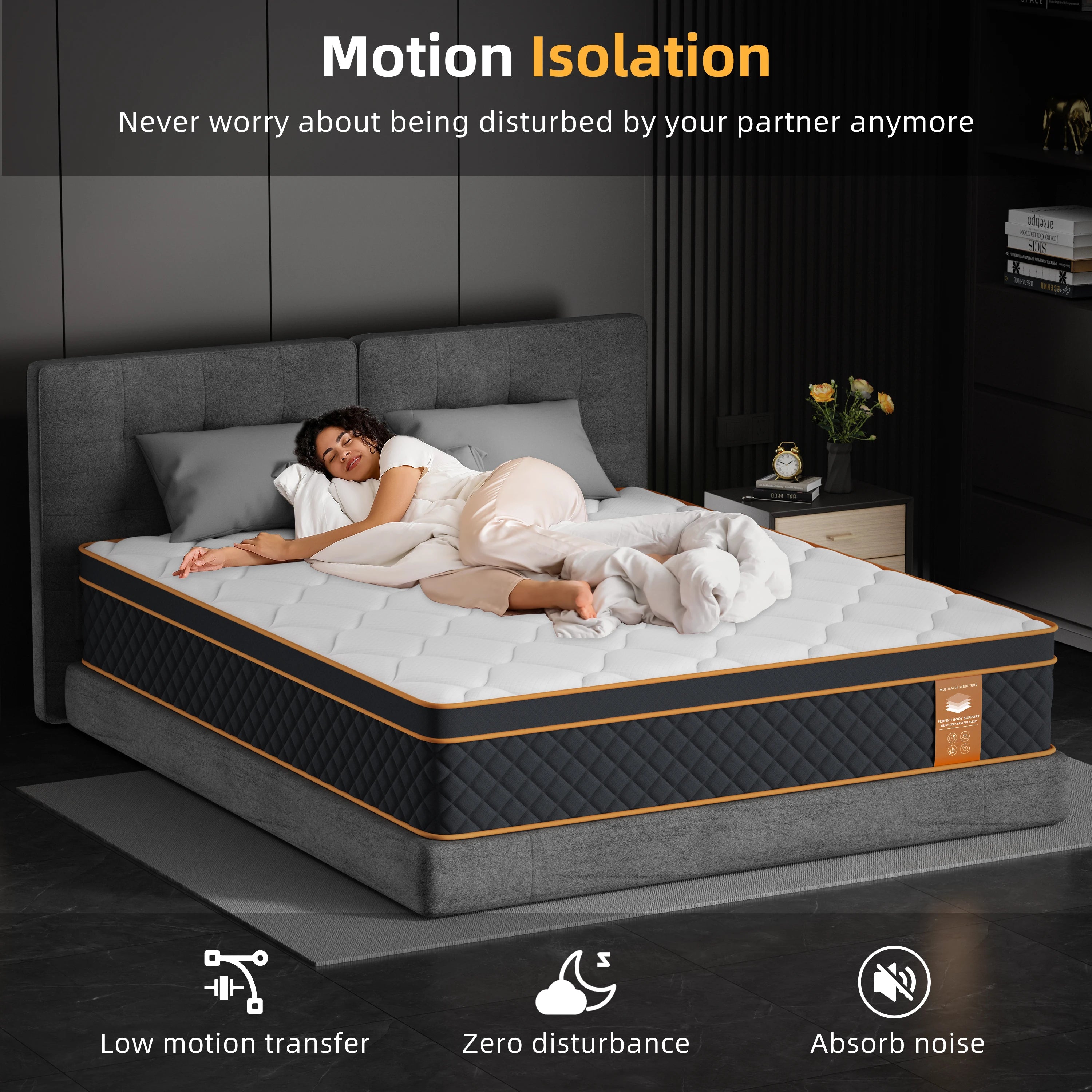 Colchão de Molas Ensacadas com Espuma Memory Foam | 140x200x25cm | Suporte Zonal