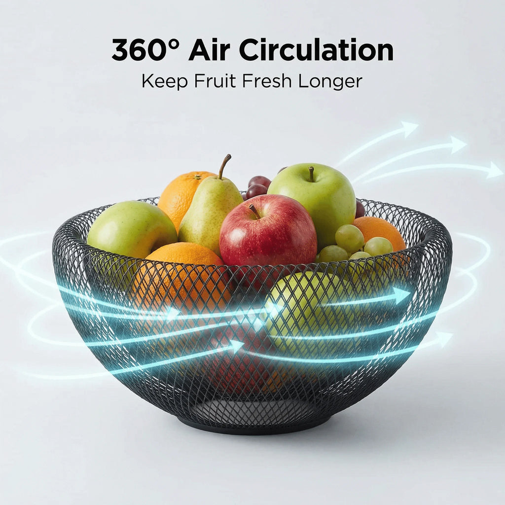 3 Sizes S/M L Black Metal Fruit Basket, Countertop Fruit Storage Bowl Holder, Multi-Purpose Organizer for Kitchen, Coffee Bar, Living Room & Bathroom