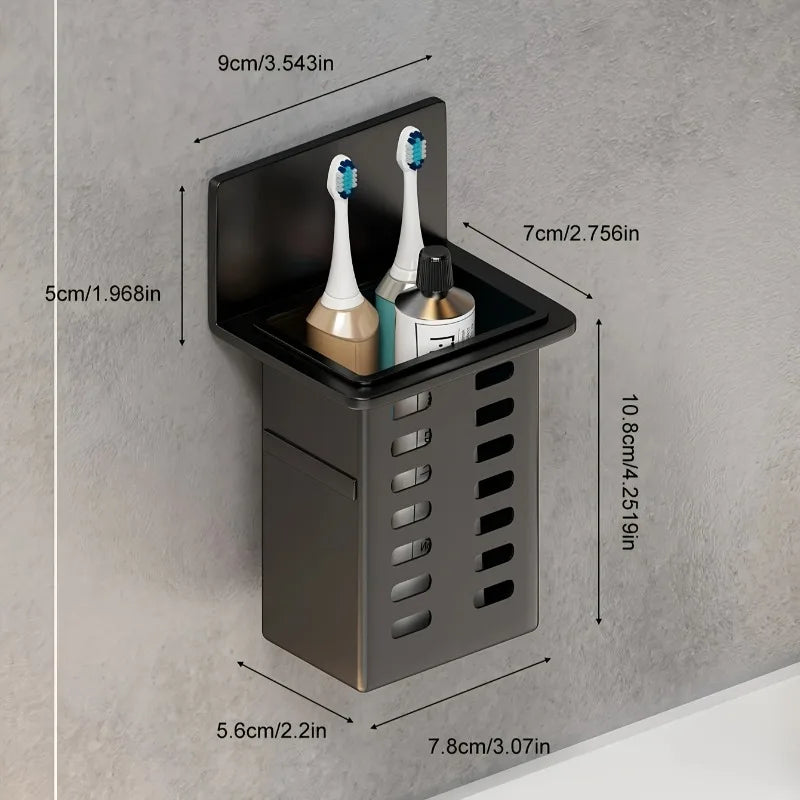 1Pc Holder Wall-mounted Storage Box for Bathroom Toiletries Kitchen Office, Hanging Bracket