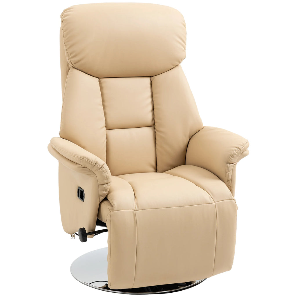 HOMCOM Armchair relaxation relax Living Room relaxation Armchair Pivoting foot-rest Adjustable Armrests, chair TV in Synthetic leather, Up to kg, for Living Room, bedroom, home cinema, beige