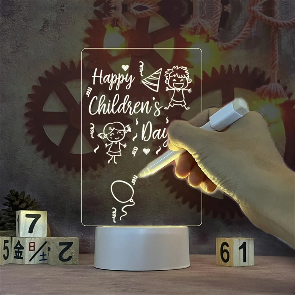 Luz de Presença LED USB com Quadro Apagável | Calendário e Mensagens | Decoração Mesa