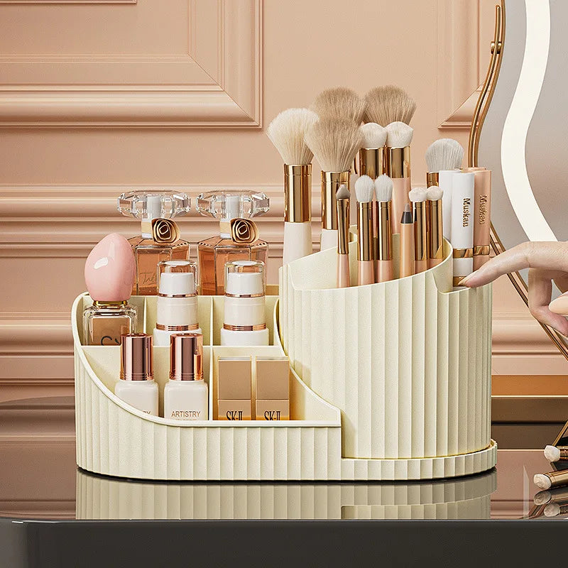 360° Rotatable Cosmetic Organizer Lipstick, Makeup Brush Organizer, Desktop Cosmetic Display Cabinet Suitable for Living Room,