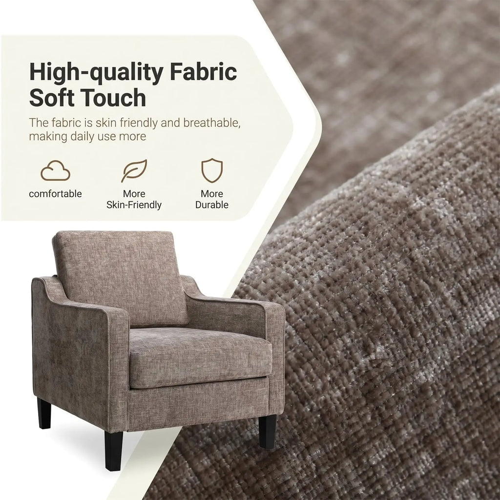 75x71x90cm,Mid-Century Armchair,Chenille Upholstered Armchair with Armrests,15.5cm Thick Seat Cushion,for Living Room,Bedroom