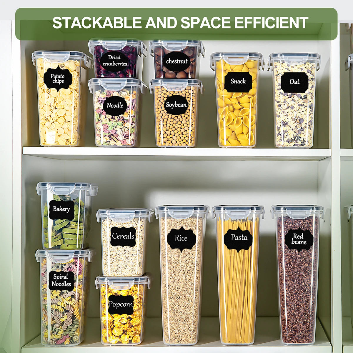 10-Pack BPA-Free Airtight Plastic Food Storage Containers with Lids - Kitchen Organizers for Pasta Cereal Rice Flour Pet Food