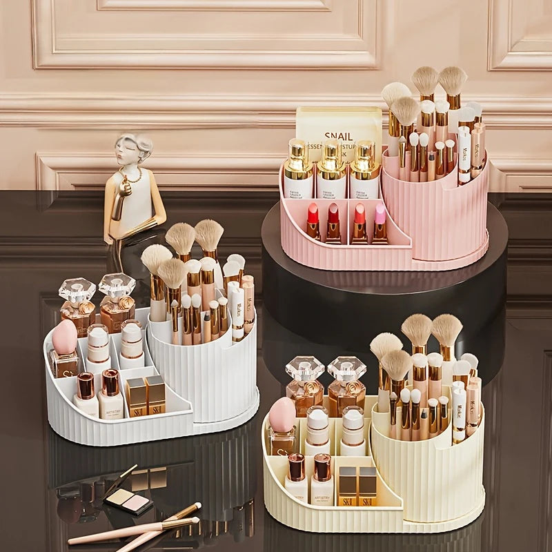 360° Rotatable Cosmetic Organizer Lipstick, Makeup Brush Organizer, Desktop Cosmetic Display Cabinet Suitable for Living Room,