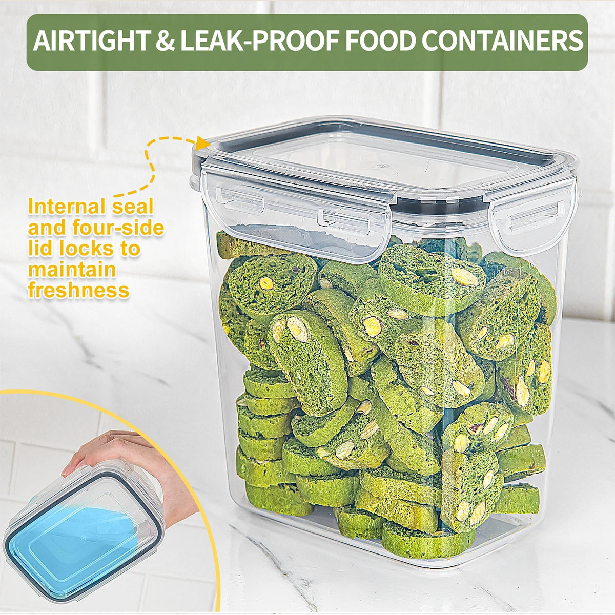 10-Pack BPA-Free Airtight Plastic Food Storage Containers with Lids - Kitchen Organizers for Pasta Cereal Rice Flour Pet Food