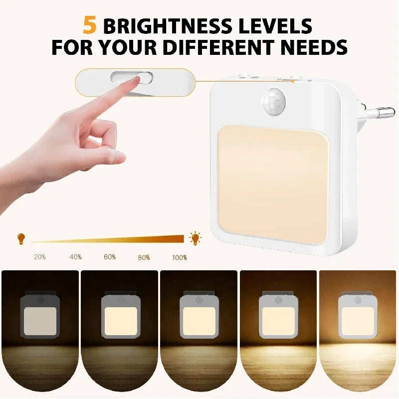 Night Light Motion Sensor With LED Light EU/US Plug Lamps Children'S Night Light Wireless Night Lamp For Bedside Table Bedroom