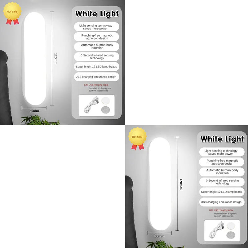 Night Lights Wireless LED Motion Sensor Lamp USB Rechargeable Magnetic For Wardrobe Room Closet Kitchen Aisle Tube Detector Bulb