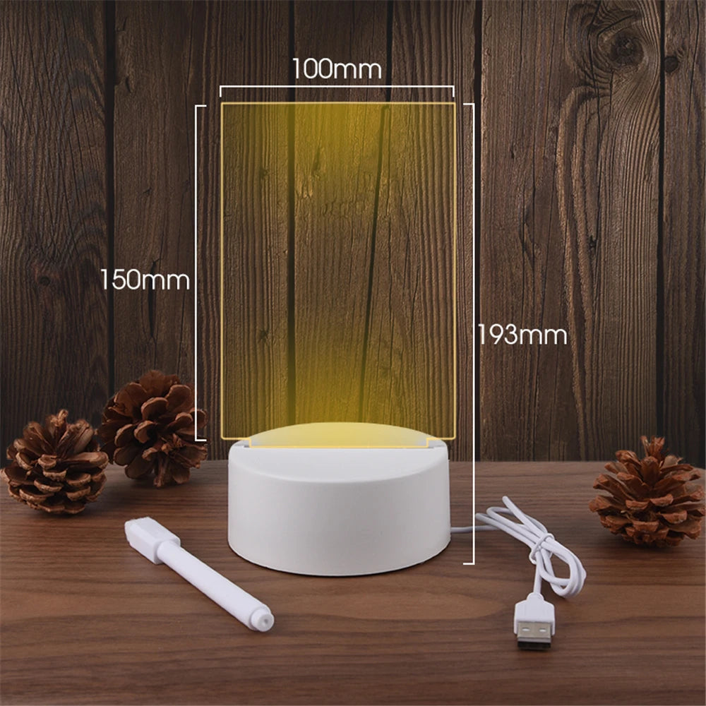 Luz de Presença LED USB com Quadro Apagável | Calendário e Mensagens | Decoração Mesa
