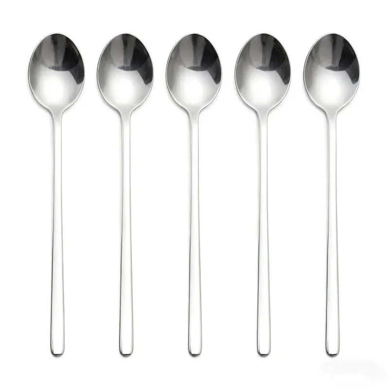 5Pcs  Coffee Spoons Stainless Steel SpoonsStainless Steel Spoons for Ice Cream, Long Handle Stirring Spoons, Kitchen Utensils