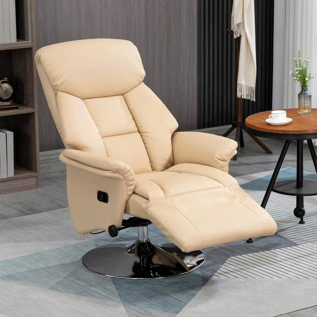 HOMCOM Armchair relaxation relax Living Room relaxation Armchair Pivoting foot-rest Adjustable Armrests, chair TV in Synthetic leather, Up to kg, for Living Room, bedroom, home cinema, beige