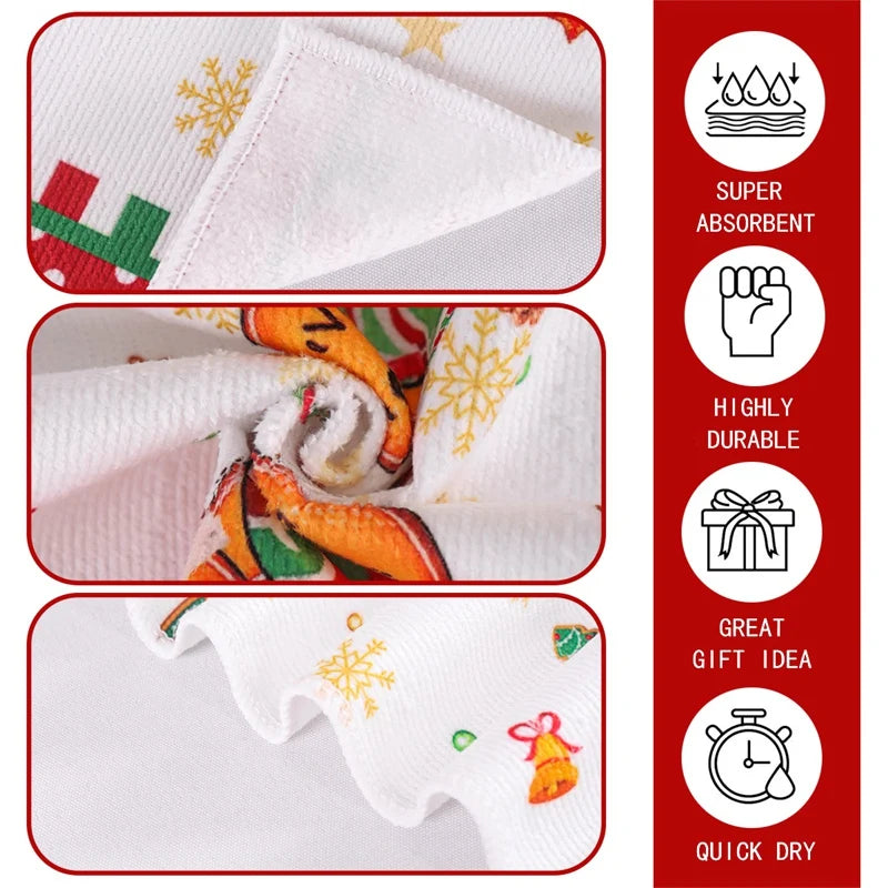 2pcs Christmas Kitchen Towels Merry Christmas Party Decoration  Gingerbread Man Dish Towel Navidad Natal New Year Gift