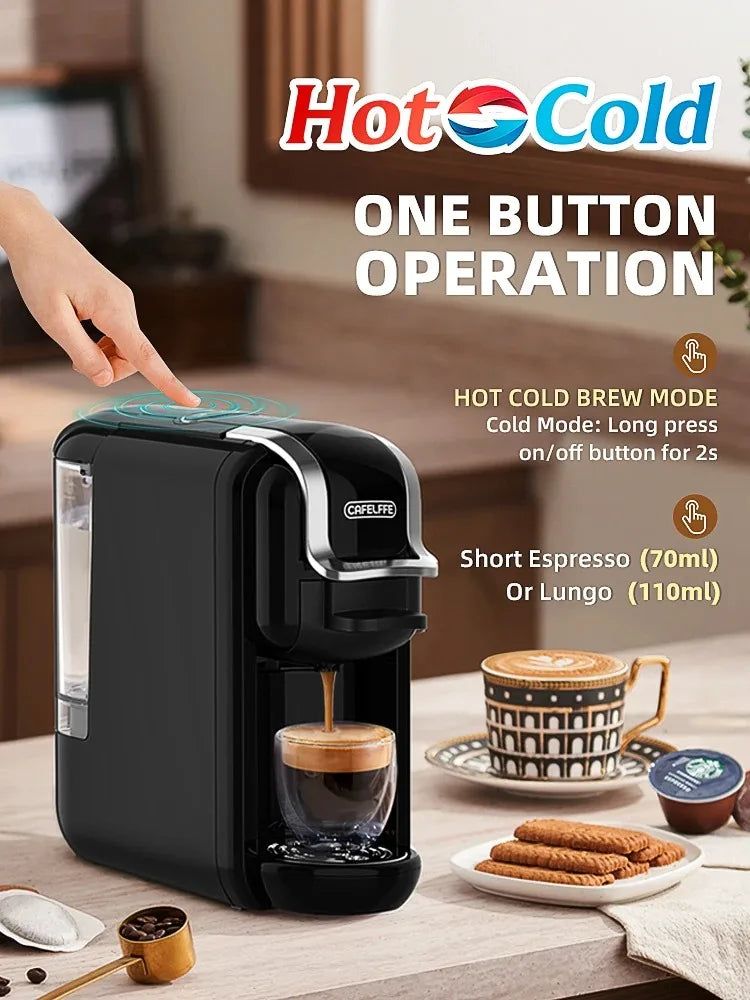 Cafelffe Multiple Capsule Coffee Machine 4 in 1 Hot/Cold DG Cappuccino Nespresso Capsule ESE Pod Ground Espresso Cafeteria 19Bar
