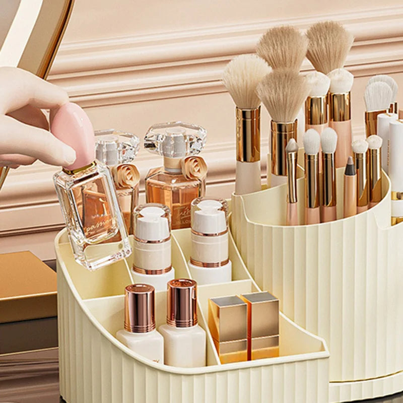 360° Rotatable Cosmetic Organizer Lipstick, Makeup Brush Organizer, Desktop Cosmetic Display Cabinet Suitable for Living Room,