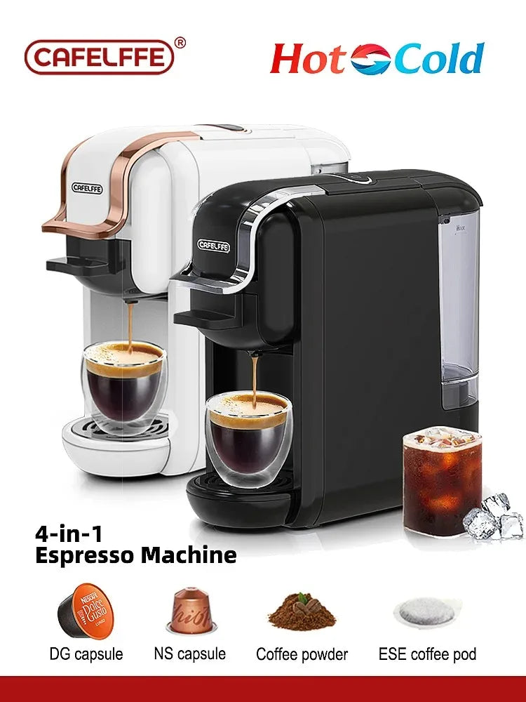 Cafelffe Multiple Capsule Coffee Machine 4 in 1 Hot/Cold DG Cappuccino Nespresso Capsule ESE Pod Ground Espresso Cafeteria 19Bar