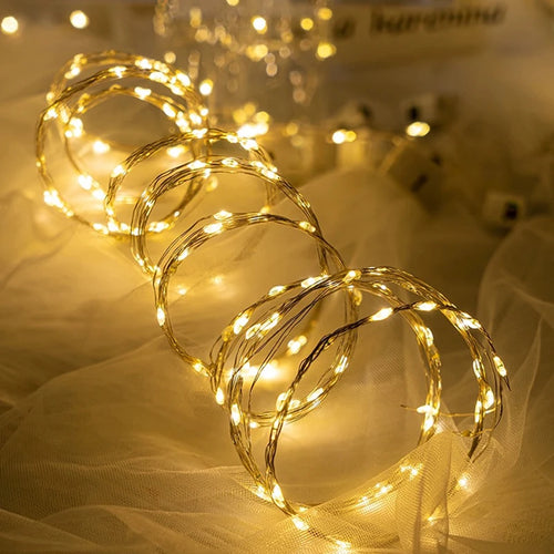 10pcs LED String Lights Battery Powered Colored Atmosphere Fairy Garlands Light  For Outdoor Room Wedding Party Festival Decor