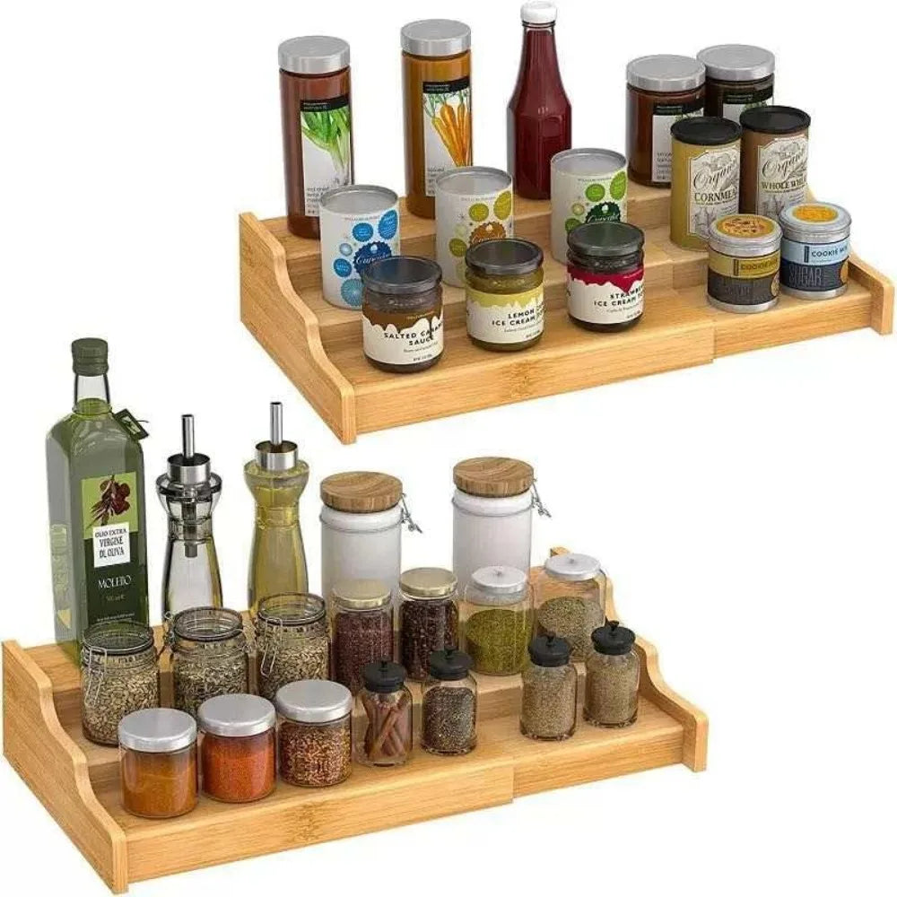 Spice Rack Organizer for Cabinet Countertop, 3 -Tier Adjustable Organizer, for Kitchen Countertop, Cabinet, Cupboard, Pantry