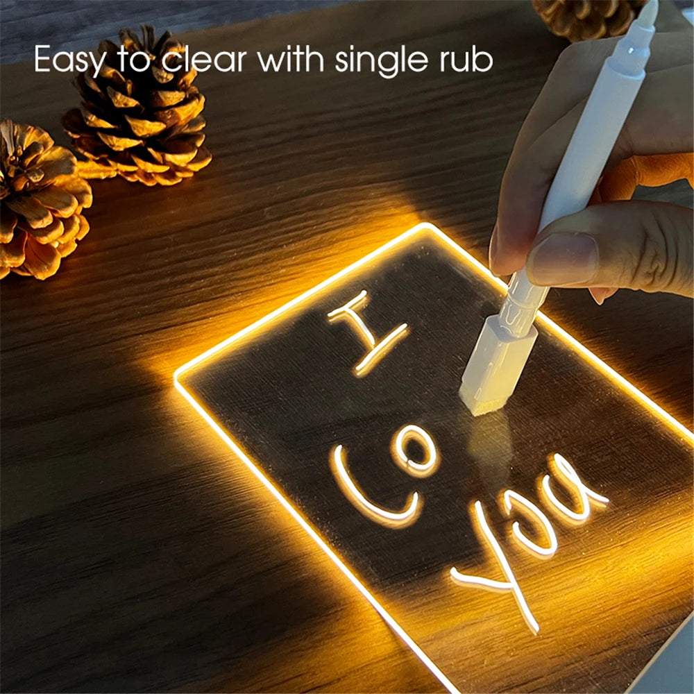 Luz de Presença LED USB com Quadro Apagável | Calendário e Mensagens | Decoração Mesa