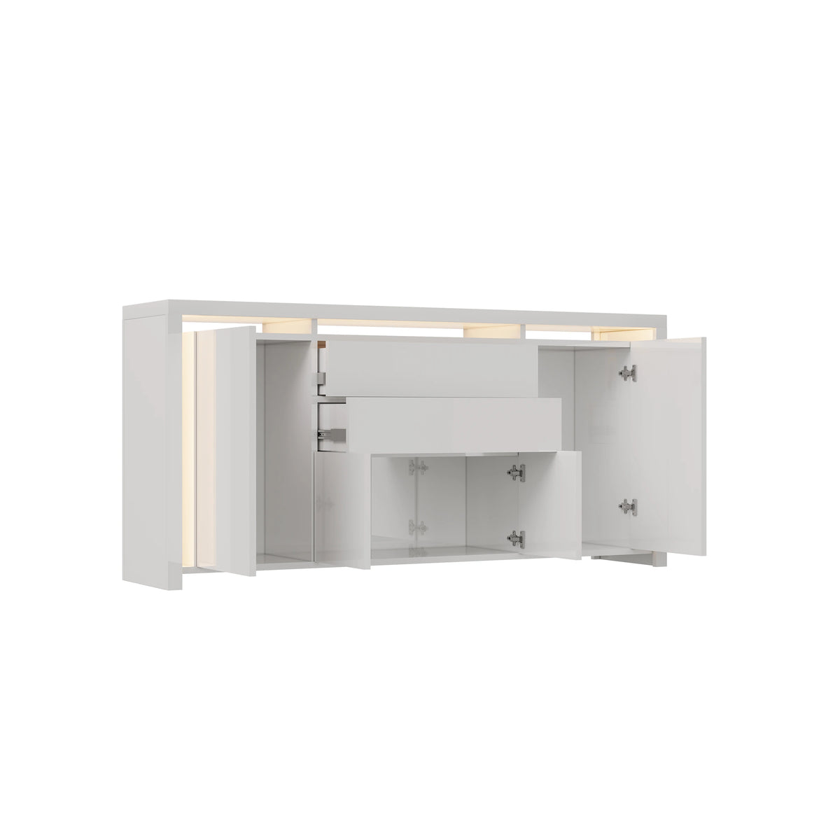 Sideboard High Gloss White Kitchen Storage Cabeint with Drawers and Doors,Modern Sideboard with Door and Drawers,Buffet Cabinet,Chest of Drawers for Kicthen,Living Room