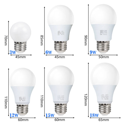 3W 6W 9W 12W 15W 18W LED Bulb Lamps E27 Lampada LED Light Bulb AC 220V-240V Smart IC High Brightness Illa Lamp Spotlight