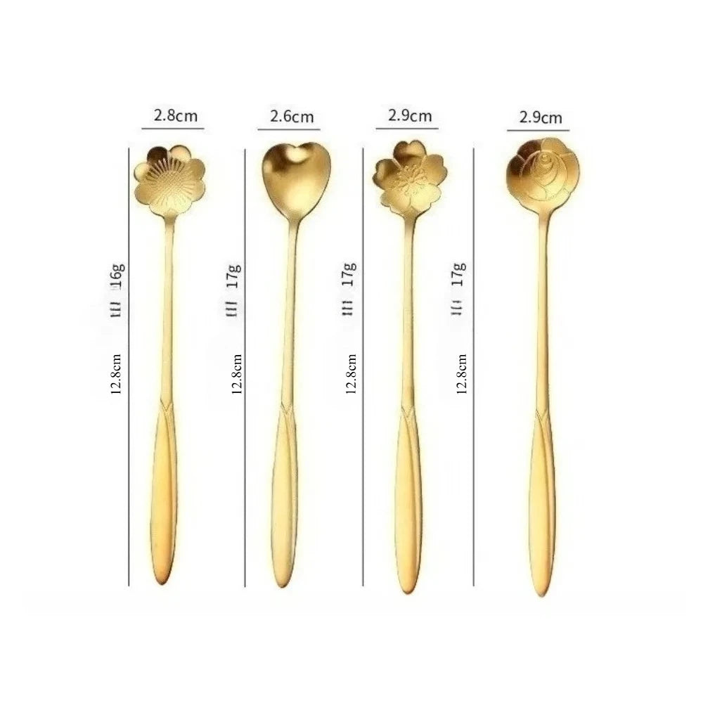 8/16 Pieces Flower Coffee Tea Spoons Stainless Steel Sugar Spoons Tea Party Flower Fancy Tableware Set Stir Bar Kitchenware