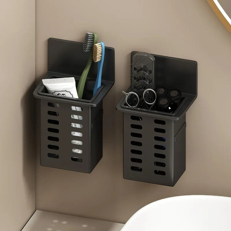 1Pc Holder Wall-mounted Storage Box for Bathroom Toiletries Kitchen Office, Hanging Bracket