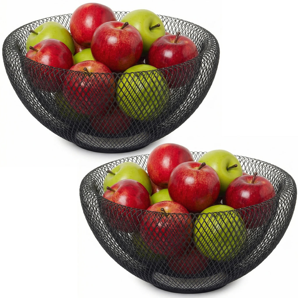 3 Sizes S/M L Black Metal Fruit Basket, Countertop Fruit Storage Bowl Holder, Multi-Purpose Organizer for Kitchen, Coffee Bar, Living Room & Bathroom