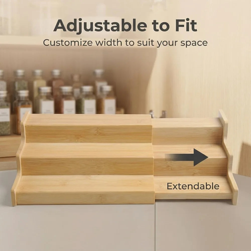 Spice Rack Organizer for Cabinet Countertop, 3 -Tier Adjustable Organizer, for Kitchen Countertop, Cabinet, Cupboard, Pantry