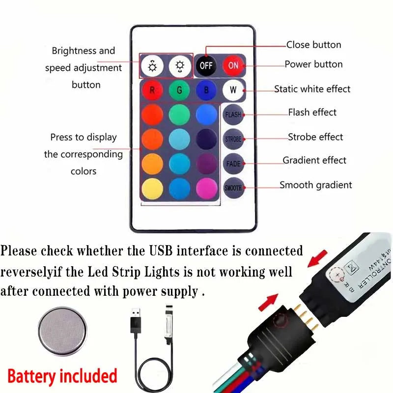 LED 5050 Light Strip 5M 10M 20M 40M RGB TV Background Light Bluetooth Control USB Game Room Family Party Decorative Light Strip