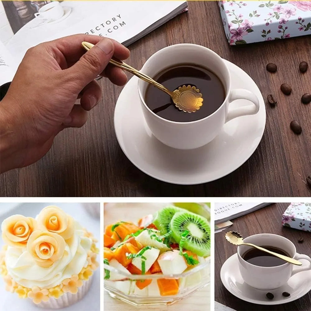 8/16 Pieces Flower Coffee Tea Spoons Stainless Steel Sugar Spoons Tea Party Flower Fancy Tableware Set Stir Bar Kitchenware