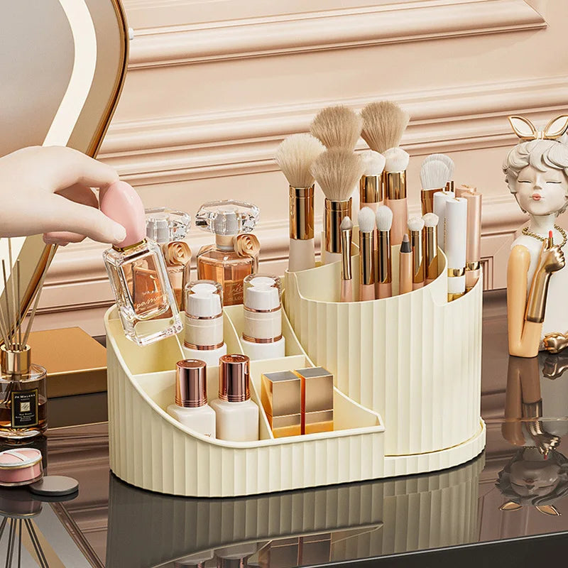 360° Rotatable Cosmetic Organizer Lipstick, Makeup Brush Organizer, Desktop Cosmetic Display Cabinet Suitable for Living Room,