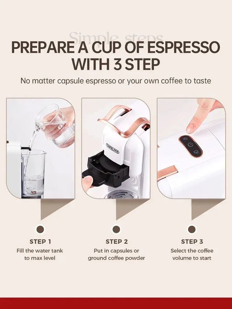 Cafelffe Multiple Capsule Coffee Machine 4 in 1 Hot/Cold DG Cappuccino Nespresso Capsule ESE Pod Ground Espresso Cafeteria 19Bar
