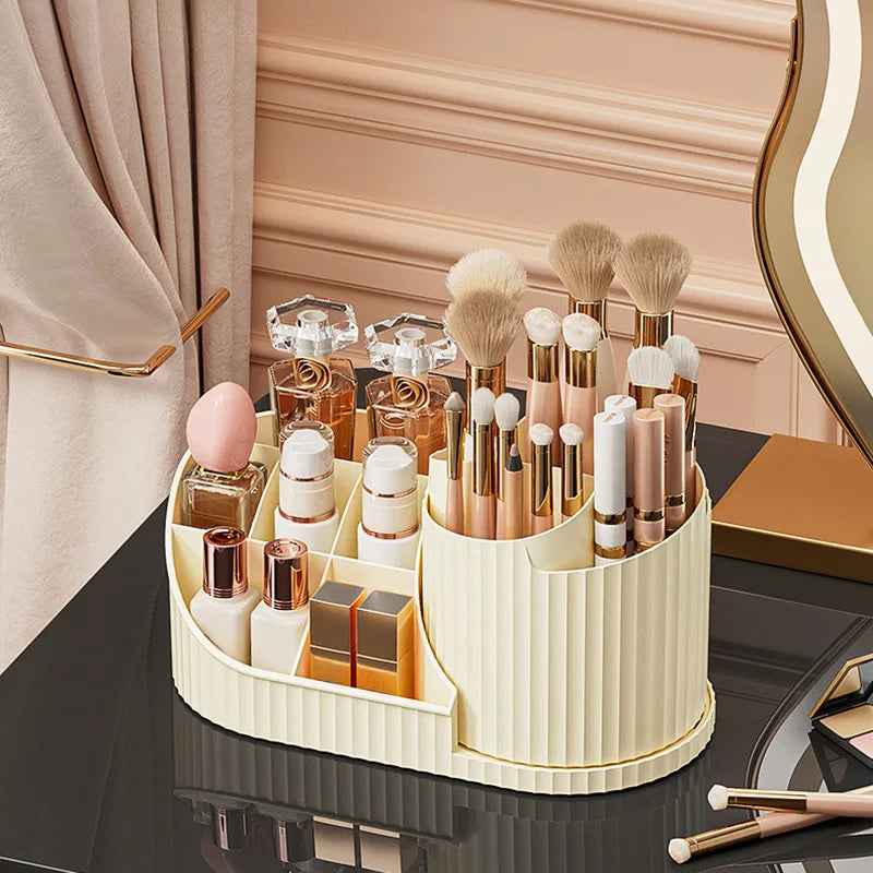 360° Rotatable Cosmetic Organizer Lipstick, Makeup Brush Organizer, Desktop Cosmetic Display Cabinet Suitable for Living Room,